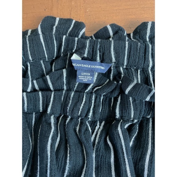 American‎ Eagle Flowy Belted Black White Striped Shorts Small - Picture 4 of 5